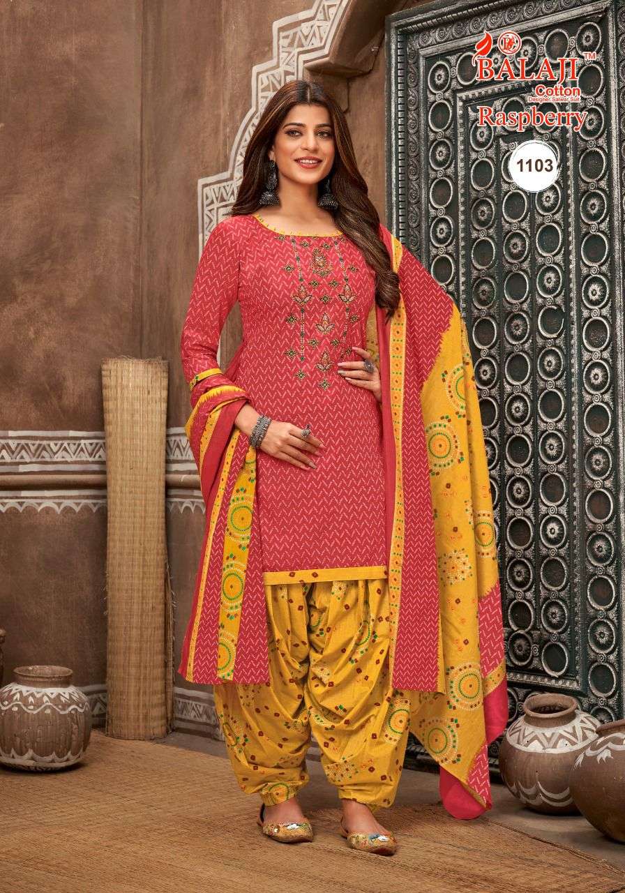 RASPBERRY VOL-11 BY BALAJI COTTON 1101 TO 1112 SERIES BEAUTIFUL SUITS STYLISH FANCY COLORFUL PARTY WEAR & OCCASIONAL WEAR HEAVY COTTON PRINT DRESSES AT WHOLESALE PRICE