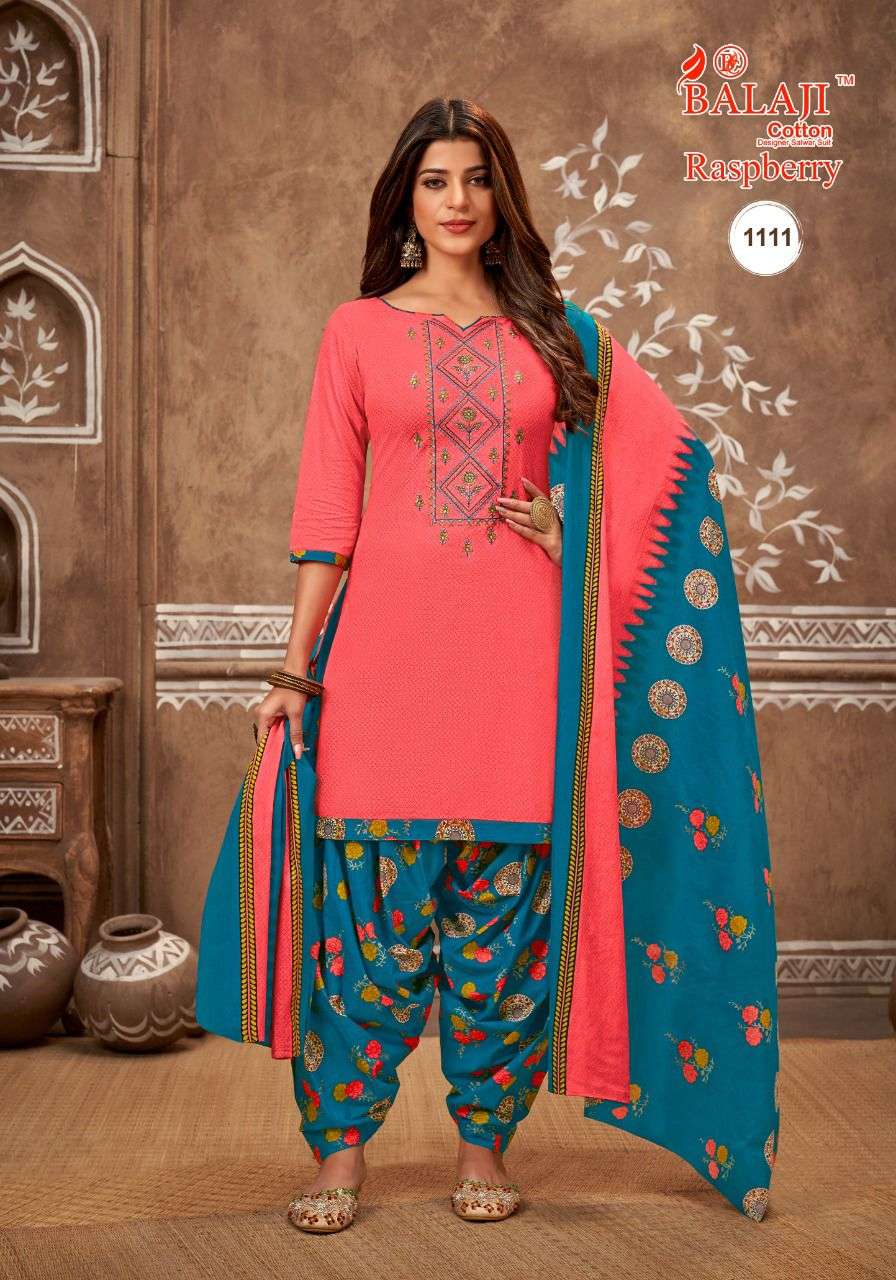 RASPBERRY VOL-11 BY BALAJI COTTON 1101 TO 1112 SERIES BEAUTIFUL SUITS STYLISH FANCY COLORFUL PARTY WEAR & OCCASIONAL WEAR HEAVY COTTON PRINT DRESSES AT WHOLESALE PRICE