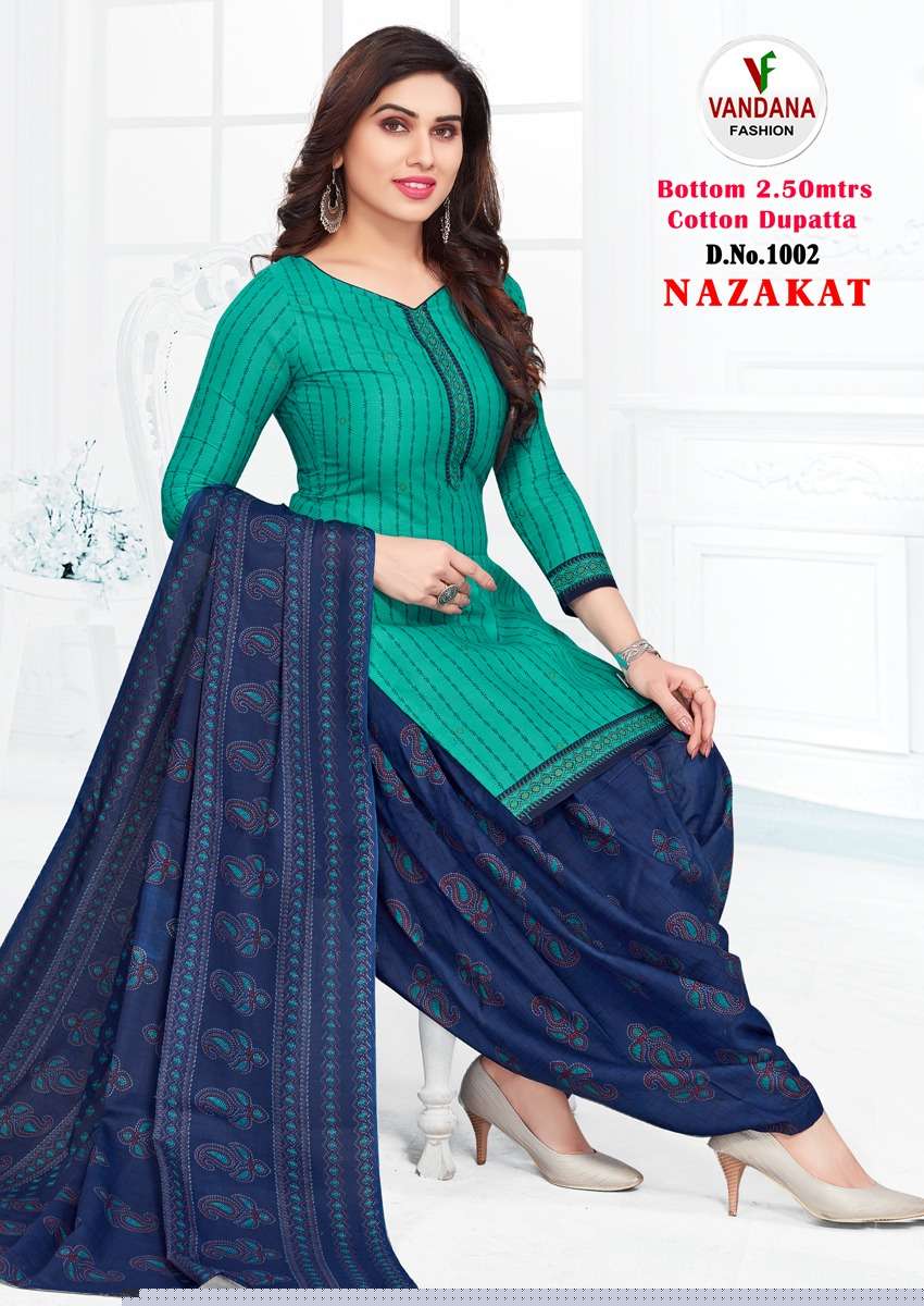 NAZAKAT BY VANDANA FASHION 1001 TO 1012 SERIES BEAUTIFUL SUITS COLORFUL STYLISH FANCY CASUAL WEAR & ETHNIC WEAR HEAVY COTTON PRINT DRESSES AT WHOLESALE PRICE