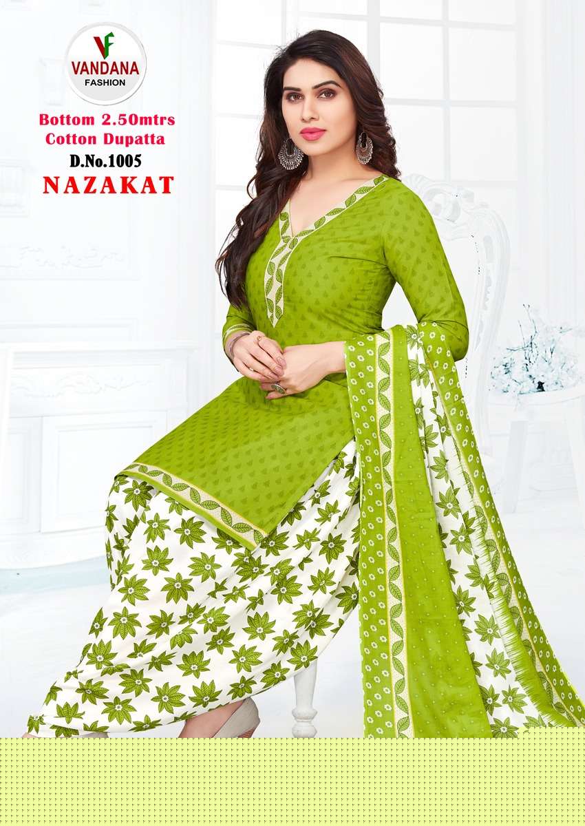 NAZAKAT BY VANDANA FASHION 1001 TO 1012 SERIES BEAUTIFUL SUITS COLORFUL STYLISH FANCY CASUAL WEAR & ETHNIC WEAR HEAVY COTTON PRINT DRESSES AT WHOLESALE PRICE