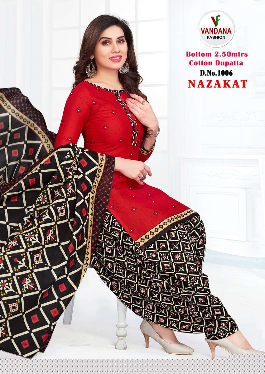 NAZAKAT BY VANDANA FASHION 1001 TO 1012 SERIES BEAUTIFUL SUITS COLORFUL STYLISH FANCY CASUAL WEAR & ETHNIC WEAR HEAVY COTTON PRINT DRESSES AT WHOLESALE PRICE