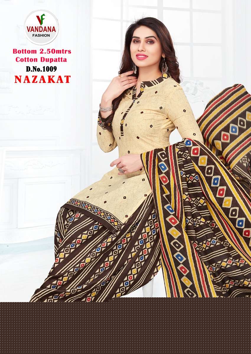 NAZAKAT BY VANDANA FASHION 1001 TO 1012 SERIES BEAUTIFUL SUITS COLORFUL STYLISH FANCY CASUAL WEAR & ETHNIC WEAR HEAVY COTTON PRINT DRESSES AT WHOLESALE PRICE