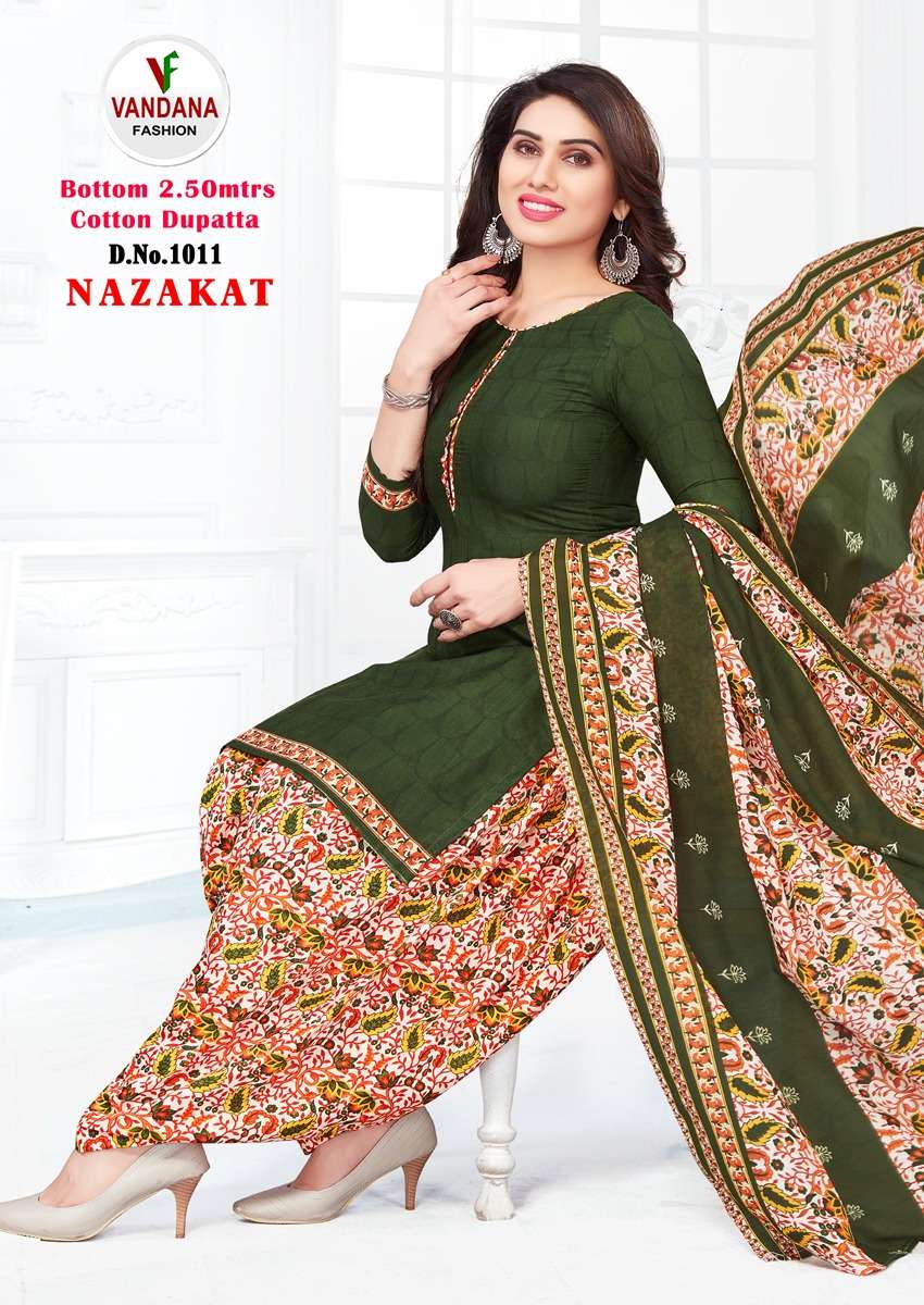 NAZAKAT BY VANDANA FASHION 1001 TO 1012 SERIES BEAUTIFUL SUITS COLORFUL STYLISH FANCY CASUAL WEAR & ETHNIC WEAR HEAVY COTTON PRINT DRESSES AT WHOLESALE PRICE