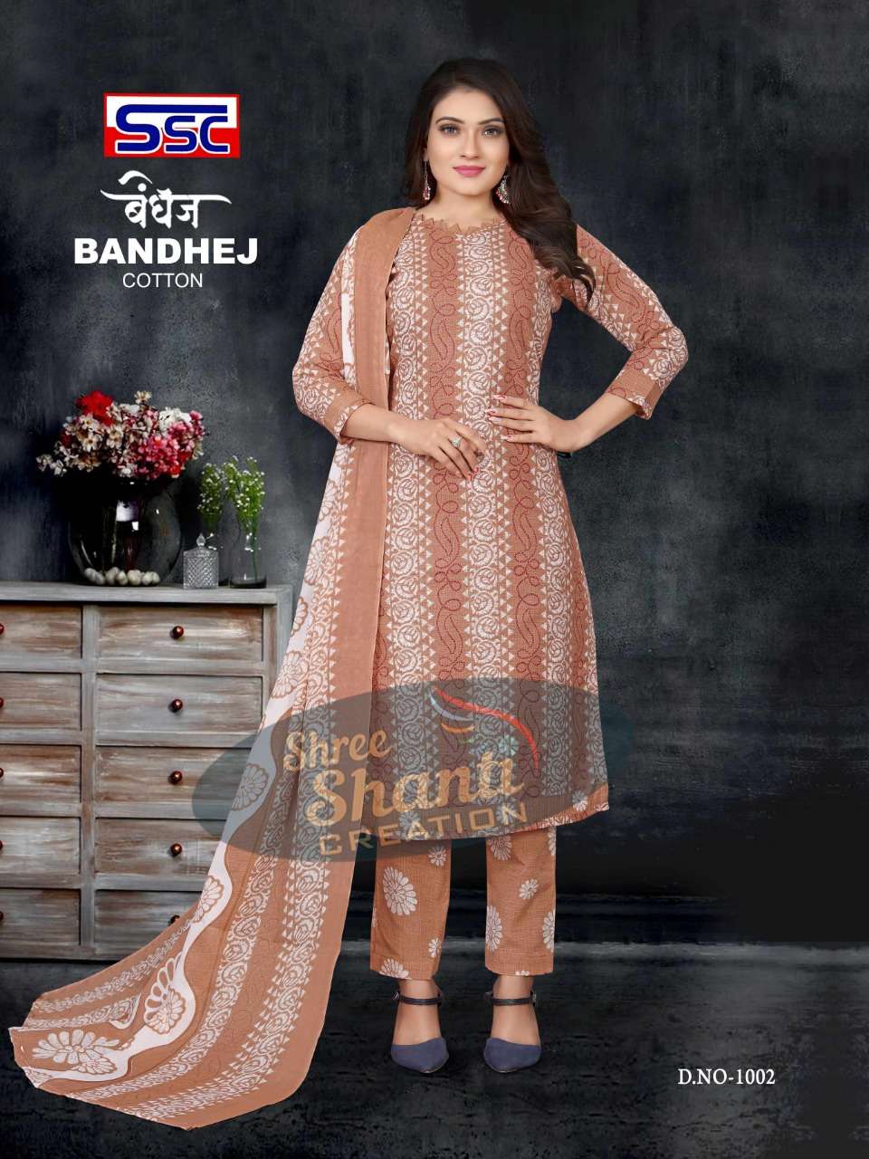 BANDHEJ BY SHREE SHANTI CREATION 1001 TO 1012 SERIES BEAUTIFUL SUITS COLORFUL STYLISH FANCY CASUAL WEAR & ETHNIC WEAR HEAVY COTTON PRINT DRESSES AT WHOLESALE PRICE