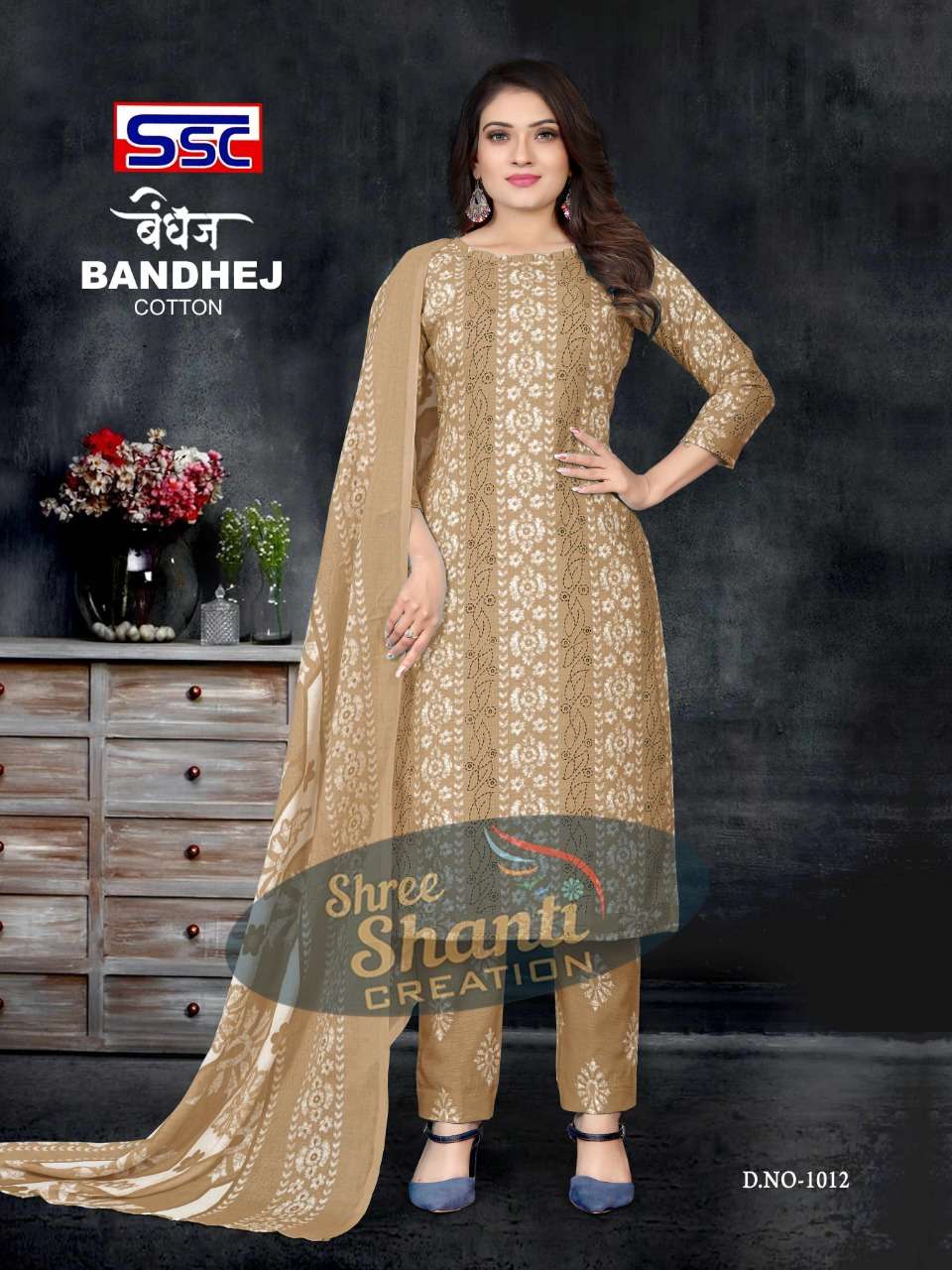BANDHEJ BY SHREE SHANTI CREATION 1001 TO 1012 SERIES BEAUTIFUL SUITS COLORFUL STYLISH FANCY CASUAL WEAR & ETHNIC WEAR HEAVY COTTON PRINT DRESSES AT WHOLESALE PRICE