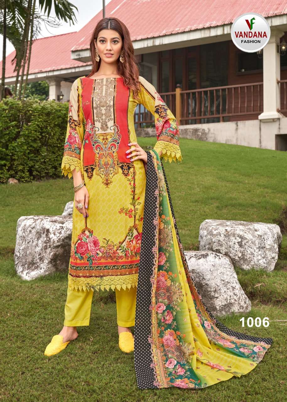 MUMTAZ BY VANDANA 1001 TO 1010 SERIES BEAUTIFUL SUITS COLORFUL STYLISH FANCY CASUAL WEAR & ETHNIC WEAR PURE COTTON PRINT DRESSES AT WHOLESALE PRICE