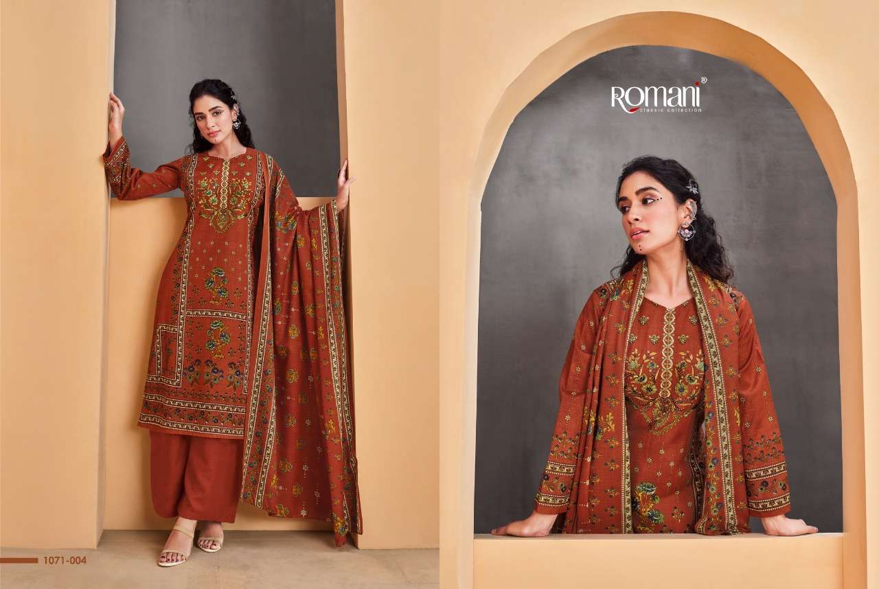 MAREENA VOL-8 BY ROMANI 1071-001 TO 1071-010 SERIES SUITS BEAUTIFUL FANCY COLORFUL STYLISH PARTY WEAR & OCCASIONAL WEAR SOFT COTTON PRINT DRESSES AT WHOLESALE PRICE