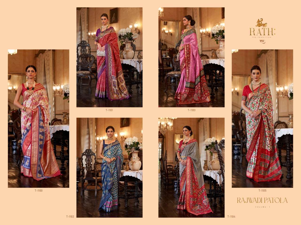 Rajwadi Patola By Rath 1100 To 1105 Series Indian Traditional Wear Collection Beautiful Stylish Fancy Colorful Party Wear & Occasional Wear Patola Sarees At Wholesale Price