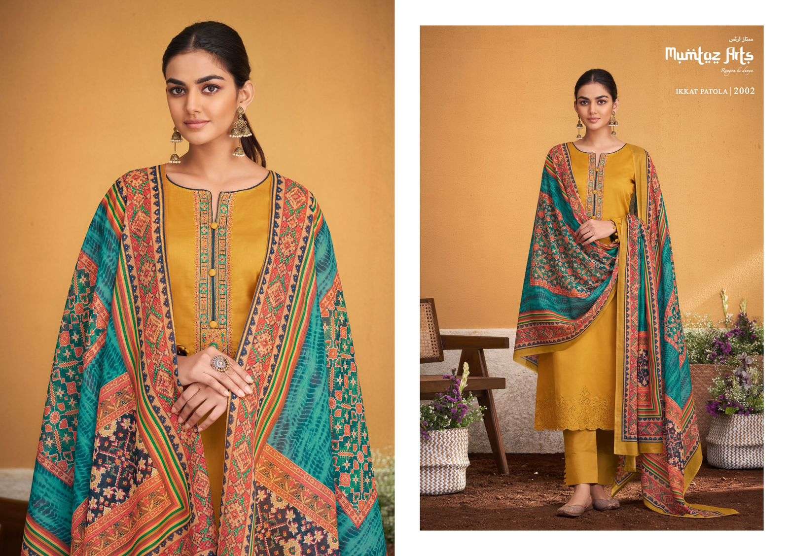 Ikkat Patola Vol-2 By Mumtaz Arts 2001 To 2007 Series Designer Festive Suits Collection Beautiful Stylish Fancy Colorful Party Wear & Occasional Wear Pure Jam Satin Embroidered Dresses At Wholesale Price