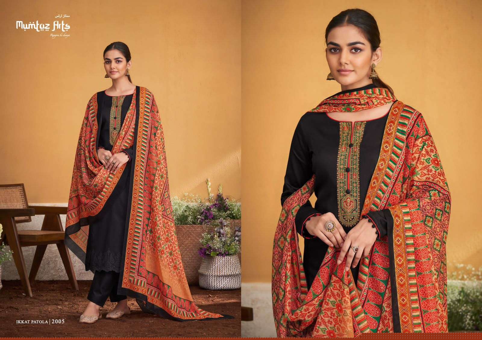 Ikkat Patola Vol-2 By Mumtaz Arts 2001 To 2007 Series Designer Festive Suits Collection Beautiful Stylish Fancy Colorful Party Wear & Occasional Wear Pure Jam Satin Embroidered Dresses At Wholesale Price