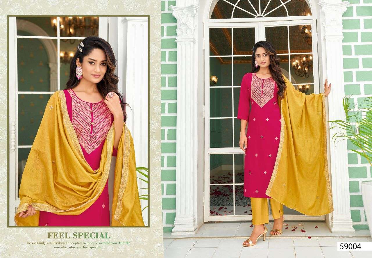 MIRAKI BY ARTIO 59001 TO 59006 SERIES BEAUTIFUL FESTIVE SUITS COLORFUL STYLISH FANCY CASUAL WEAR & ETHNIC WEAR SILK WITH WORK DRESSES AT WHOLESALE PRICE