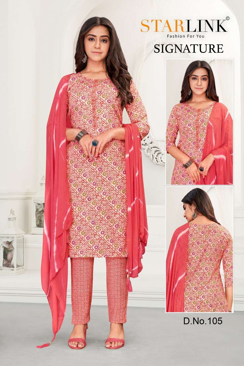 SIGNATURE BY STARLINK 101 TO 112 SERIES BEAUTIFUL FESTIVE SUITS COLORFUL STYLISH FANCY CASUAL WEAR & ETHNIC WEAR CAPSULE PRINT DRESSES AT WHOLESALE PRICE