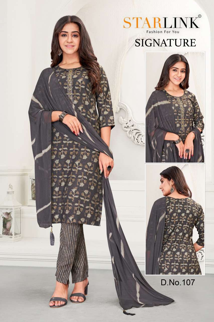 SIGNATURE BY STARLINK 101 TO 112 SERIES BEAUTIFUL FESTIVE SUITS COLORFUL STYLISH FANCY CASUAL WEAR & ETHNIC WEAR CAPSULE PRINT DRESSES AT WHOLESALE PRICE