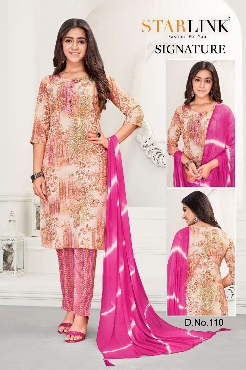 SIGNATURE BY STARLINK 101 TO 112 SERIES BEAUTIFUL FESTIVE SUITS COLORFUL STYLISH FANCY CASUAL WEAR & ETHNIC WEAR CAPSULE PRINT DRESSES AT WHOLESALE PRICE