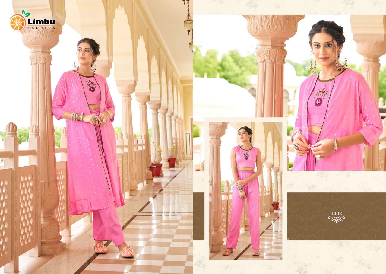 SARAG BY LIMBU FASHION 1001 TO 1005 SERIES BEAUTIFUL STYLISH FANCY COLORFUL CASUAL WEAR & ETHNIC WEAR DYBLE TOPS WITH BOTTOM AT WHOLESALE PRICE