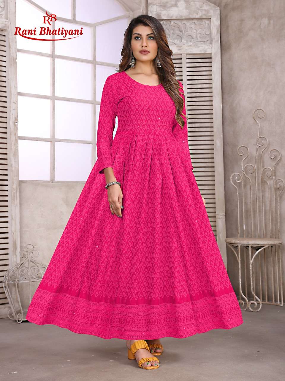 COLLAGE GIRL BY RANI BHATIYANI 01 TO 08 SERIES BEAUTIFUL STYLISH FANCY COLORFUL CASUAL WEAR & ETHNIC WEAR PURE RAYON GOWNS AT WHOLESALE PRICE