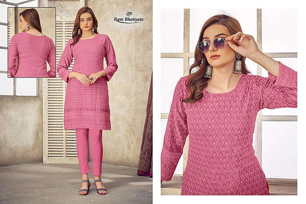 CHIKANKUDI BY RANI BHATIYANI 01 TO 08 SERIES DESIGNER STYLISH FANCY COLORFUL BEAUTIFUL PARTY WEAR & ETHNIC WEAR COLLECTION RAYON KURTIS AT WHOLESALE PRICE