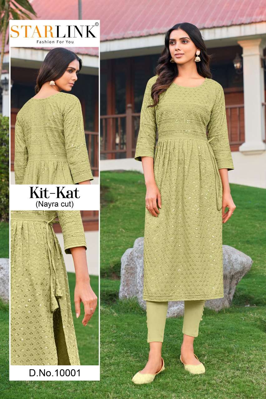 KIT KAT BY STARLINK 10001 TO 10024 SERIES DESIGNER STYLISH FANCY COLORFUL BEAUTIFUL PARTY WEAR & ETHNIC WEAR COLLECTION RAYON KURTIS AT WHOLESALE PRICE