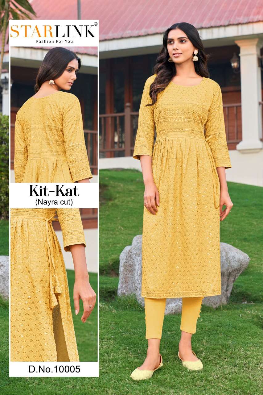 KIT KAT BY STARLINK 10001 TO 10024 SERIES DESIGNER STYLISH FANCY COLORFUL BEAUTIFUL PARTY WEAR & ETHNIC WEAR COLLECTION RAYON KURTIS AT WHOLESALE PRICE