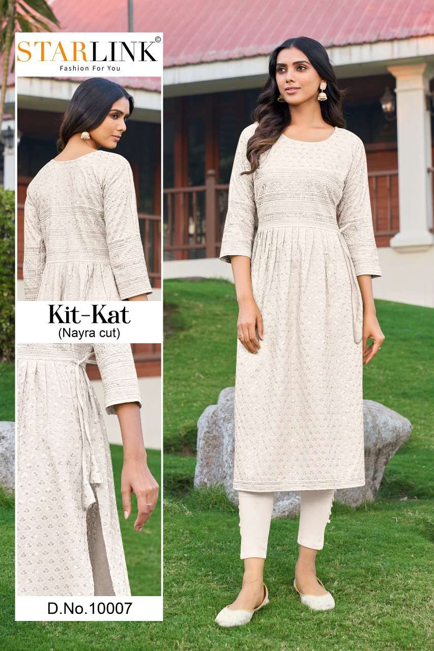 KIT KAT BY STARLINK 10001 TO 10024 SERIES DESIGNER STYLISH FANCY COLORFUL BEAUTIFUL PARTY WEAR & ETHNIC WEAR COLLECTION RAYON KURTIS AT WHOLESALE PRICE