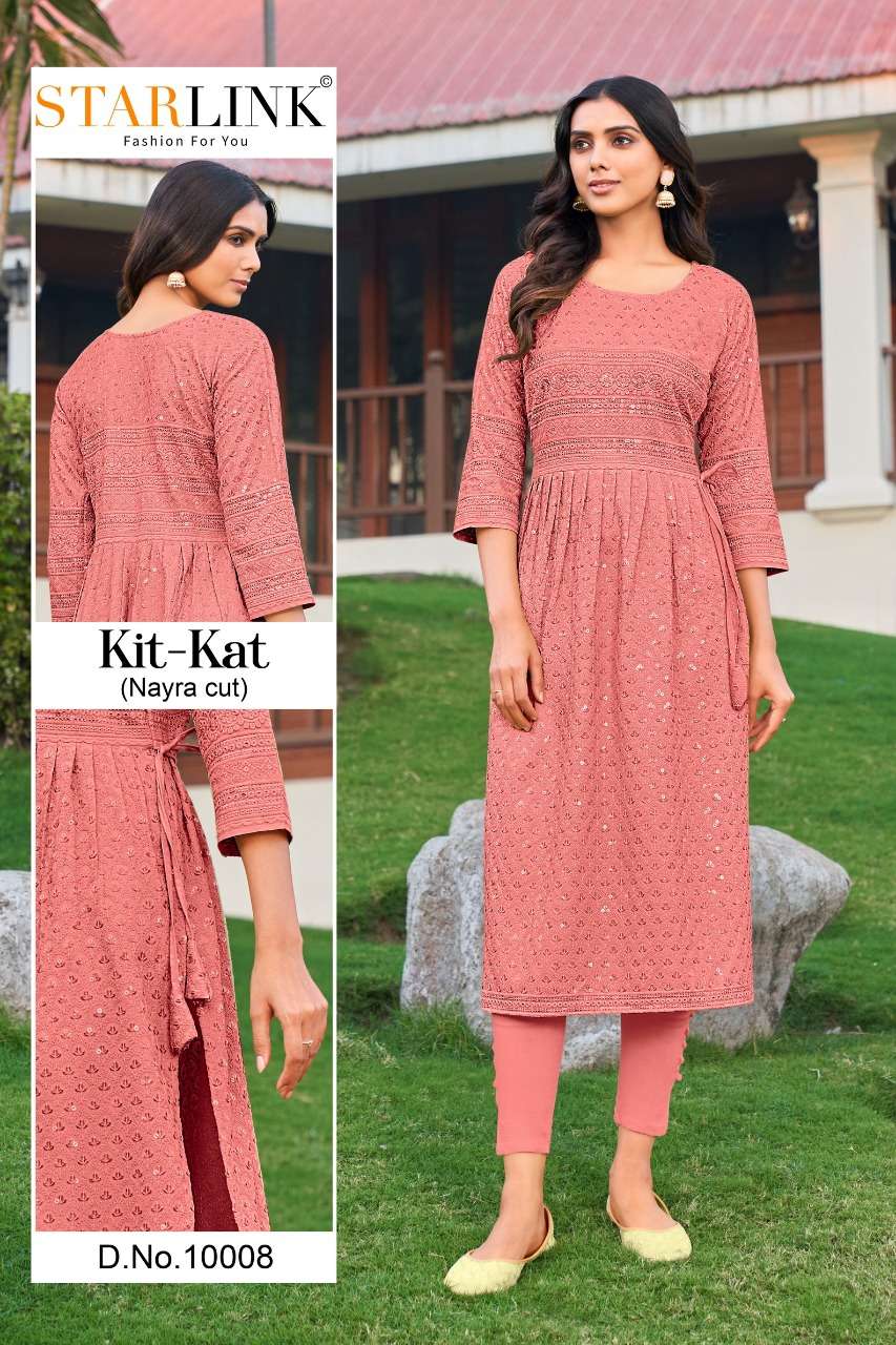 KIT KAT BY STARLINK 10001 TO 10024 SERIES DESIGNER STYLISH FANCY COLORFUL BEAUTIFUL PARTY WEAR & ETHNIC WEAR COLLECTION RAYON KURTIS AT WHOLESALE PRICE