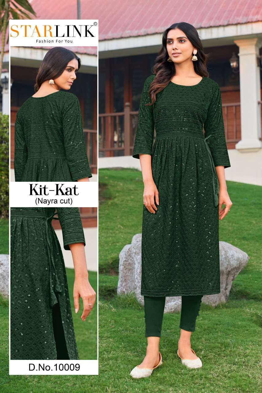 KIT KAT BY STARLINK 10001 TO 10024 SERIES DESIGNER STYLISH FANCY COLORFUL BEAUTIFUL PARTY WEAR & ETHNIC WEAR COLLECTION RAYON KURTIS AT WHOLESALE PRICE