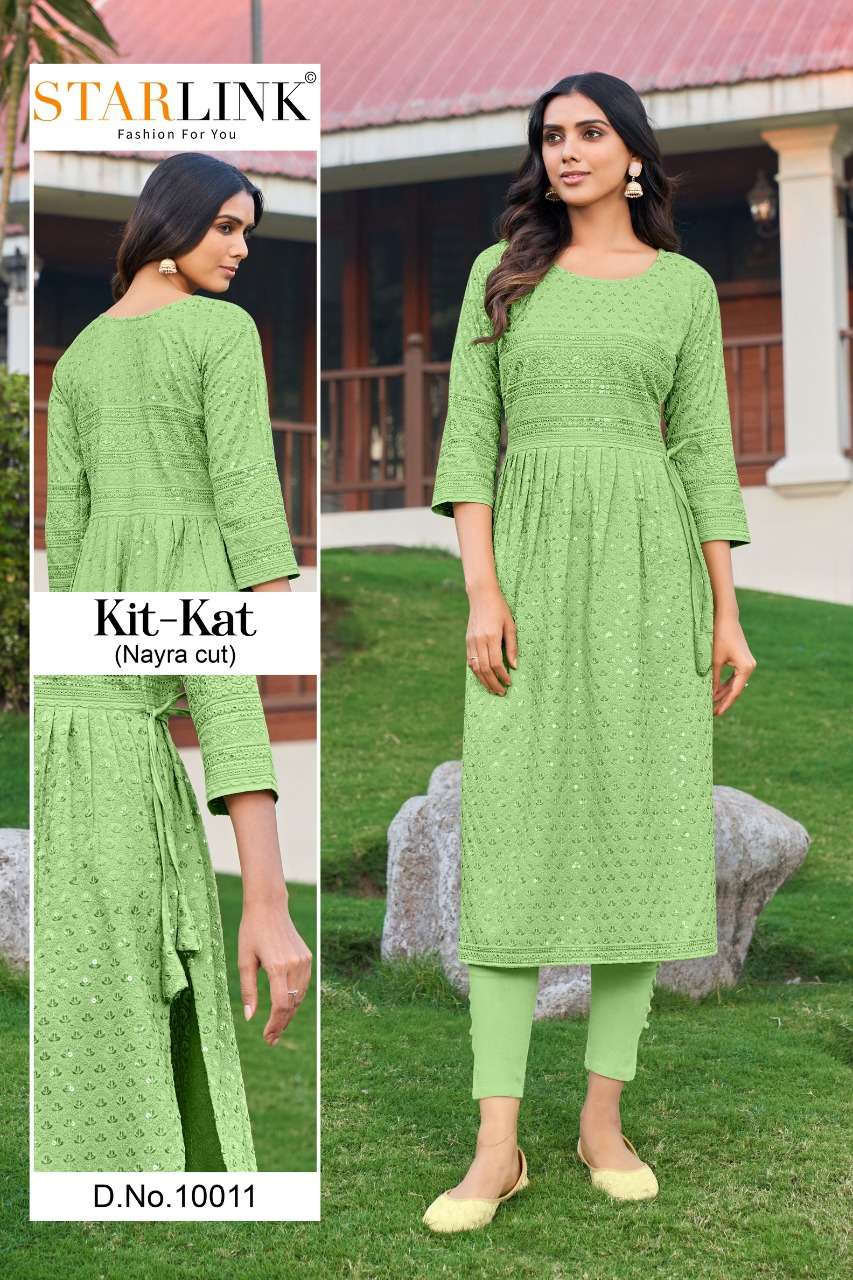 KIT KAT BY STARLINK 10001 TO 10024 SERIES DESIGNER STYLISH FANCY COLORFUL BEAUTIFUL PARTY WEAR & ETHNIC WEAR COLLECTION RAYON KURTIS AT WHOLESALE PRICE