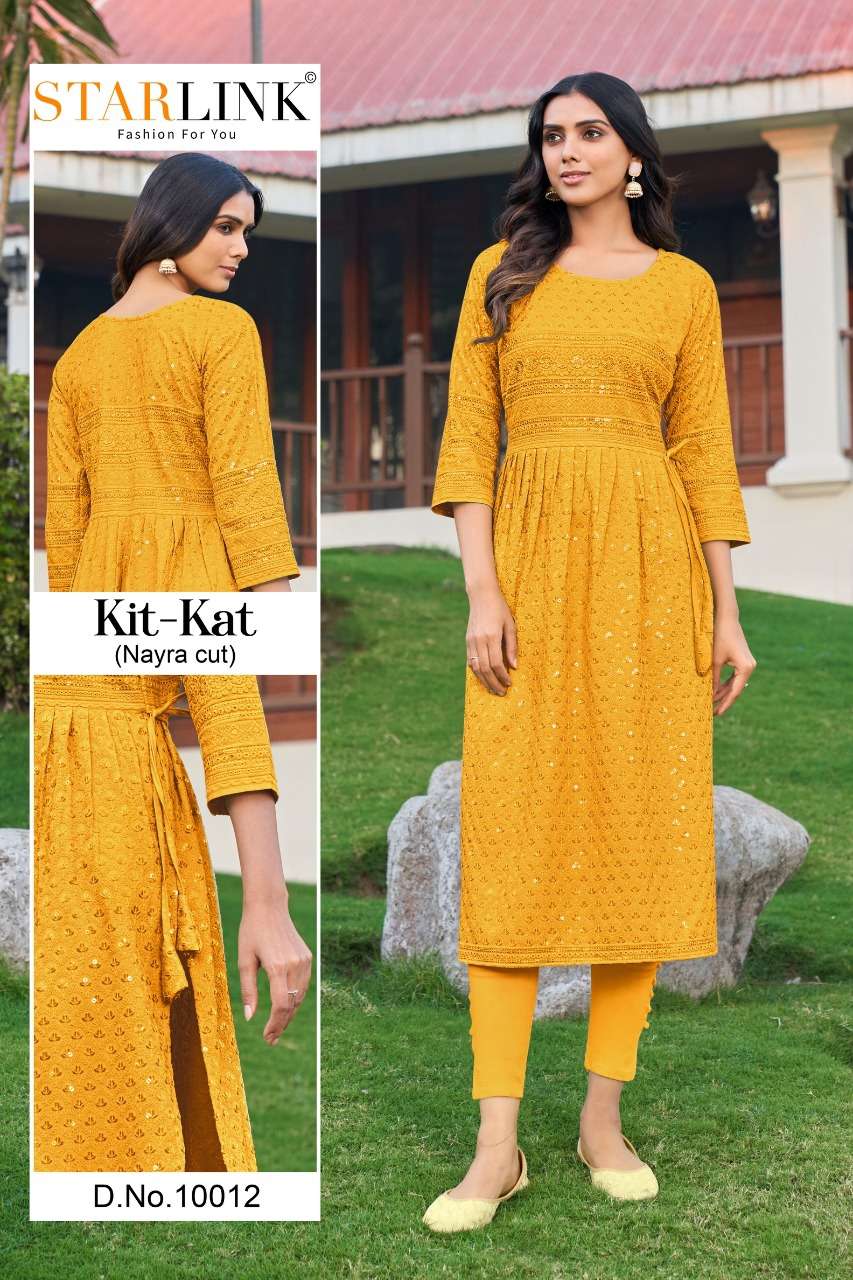 KIT KAT BY STARLINK 10001 TO 10024 SERIES DESIGNER STYLISH FANCY COLORFUL BEAUTIFUL PARTY WEAR & ETHNIC WEAR COLLECTION RAYON KURTIS AT WHOLESALE PRICE