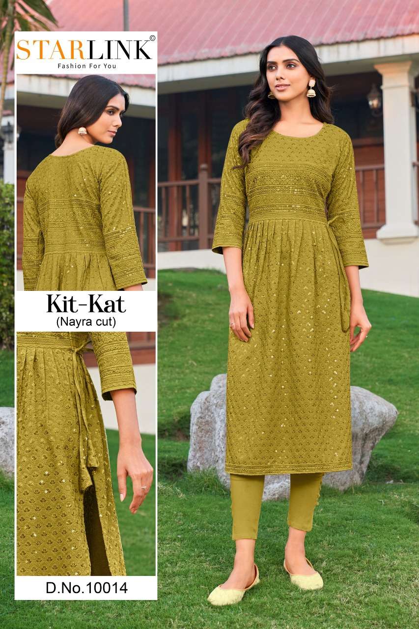 KIT KAT BY STARLINK 10001 TO 10024 SERIES DESIGNER STYLISH FANCY COLORFUL BEAUTIFUL PARTY WEAR & ETHNIC WEAR COLLECTION RAYON KURTIS AT WHOLESALE PRICE