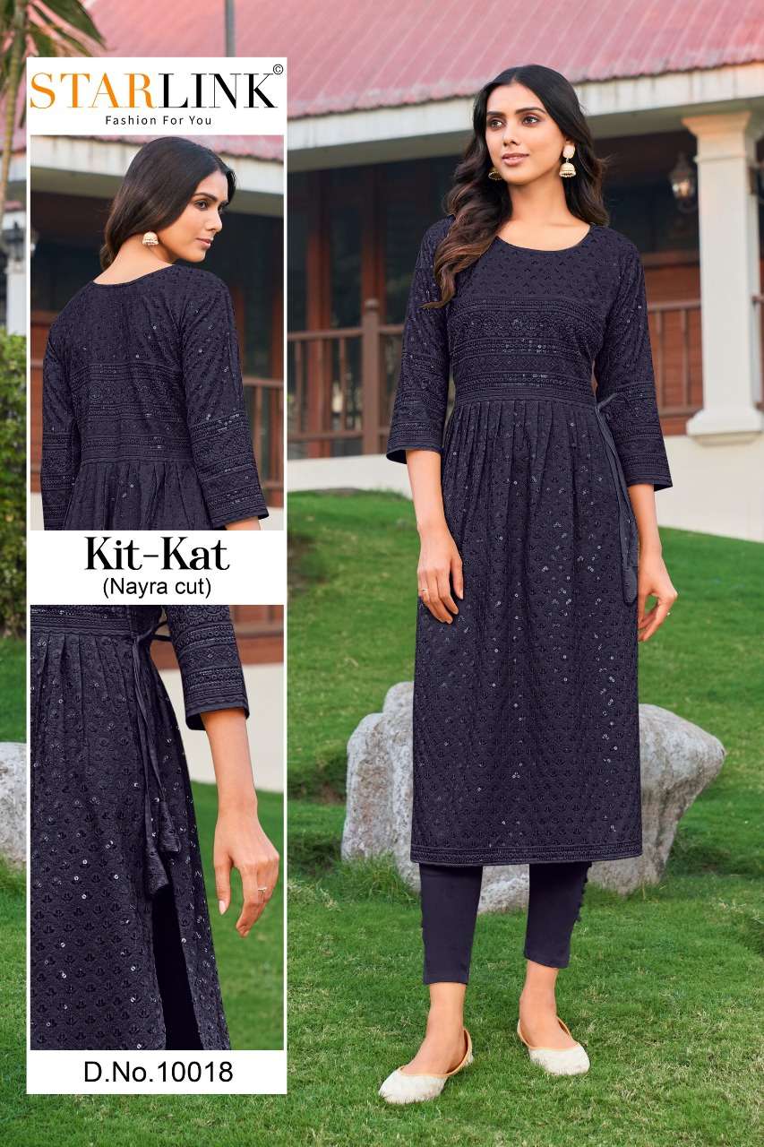 KIT KAT BY STARLINK 10001 TO 10024 SERIES DESIGNER STYLISH FANCY COLORFUL BEAUTIFUL PARTY WEAR & ETHNIC WEAR COLLECTION RAYON KURTIS AT WHOLESALE PRICE