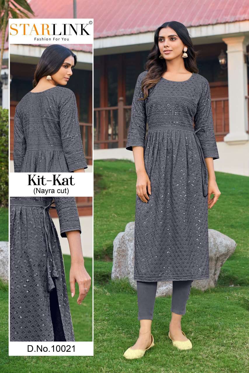 KIT KAT BY STARLINK 10001 TO 10024 SERIES DESIGNER STYLISH FANCY COLORFUL BEAUTIFUL PARTY WEAR & ETHNIC WEAR COLLECTION RAYON KURTIS AT WHOLESALE PRICE
