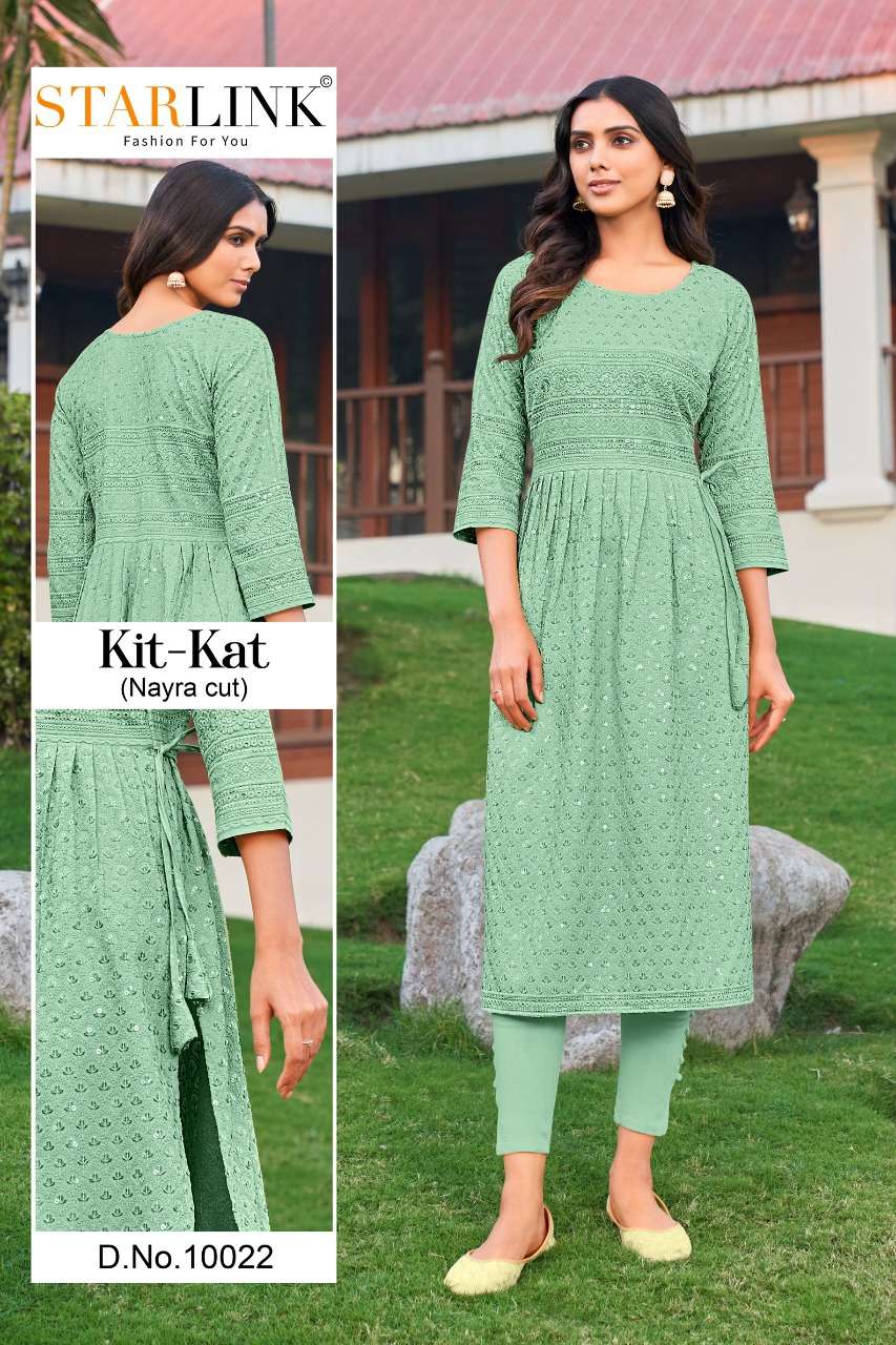 KIT KAT BY STARLINK 10001 TO 10024 SERIES DESIGNER STYLISH FANCY COLORFUL BEAUTIFUL PARTY WEAR & ETHNIC WEAR COLLECTION RAYON KURTIS AT WHOLESALE PRICE