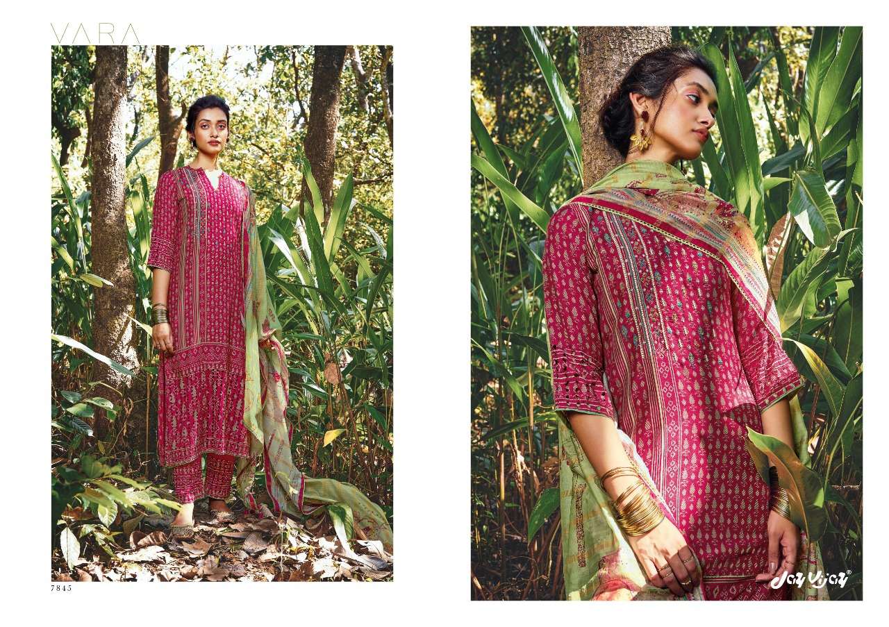 VARA BY JAY VIJAY PRINTS 7841 TO 7848 SERIES BEAUTIFUL SUITS COLORFUL STYLISH FANCY CASUAL WEAR & ETHNIC WEAR PURE SILK DRESSES AT WHOLESALE PRICE