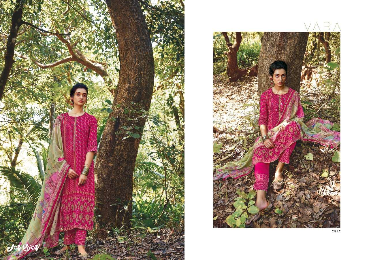 VARA BY JAY VIJAY PRINTS 7841 TO 7848 SERIES BEAUTIFUL SUITS COLORFUL STYLISH FANCY CASUAL WEAR & ETHNIC WEAR PURE SILK DRESSES AT WHOLESALE PRICE