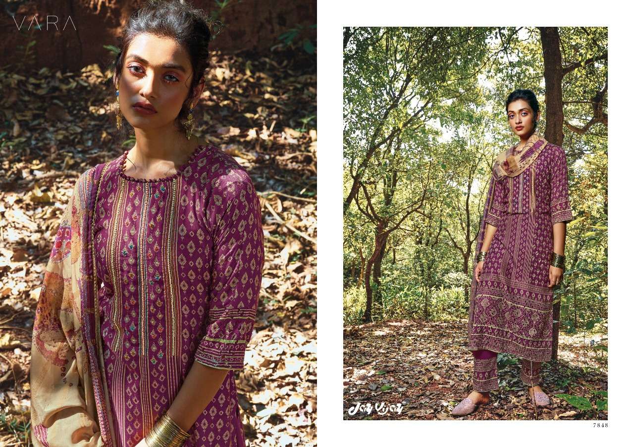 VARA BY JAY VIJAY PRINTS 7841 TO 7848 SERIES BEAUTIFUL SUITS COLORFUL STYLISH FANCY CASUAL WEAR & ETHNIC WEAR PURE SILK DRESSES AT WHOLESALE PRICE