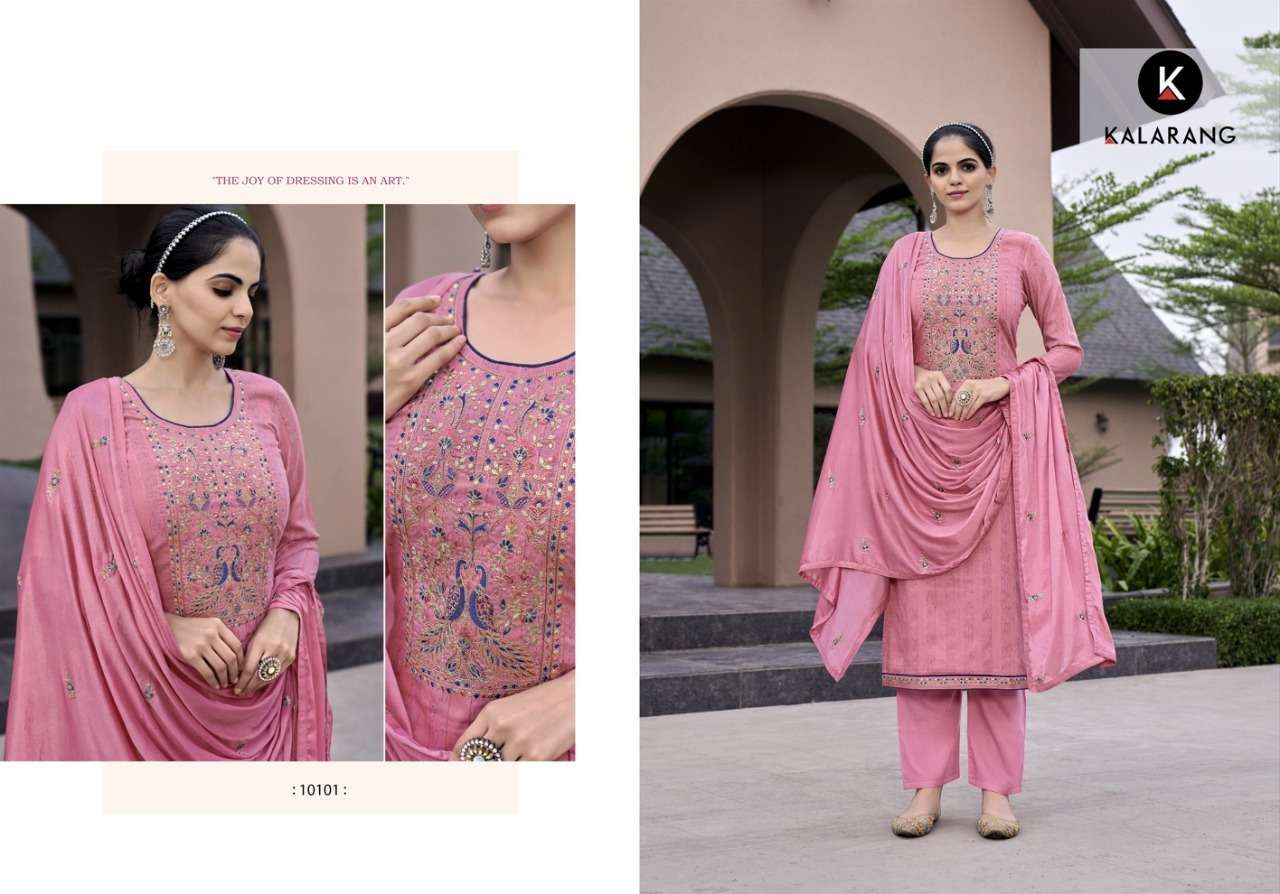 Sathiya By Kalarang 10101 To 10104 Series Beautiful Suits Colorful Stylish Fancy Casual Wear & Ethnic Wear Pure Silk Dresses At Wholesale Price