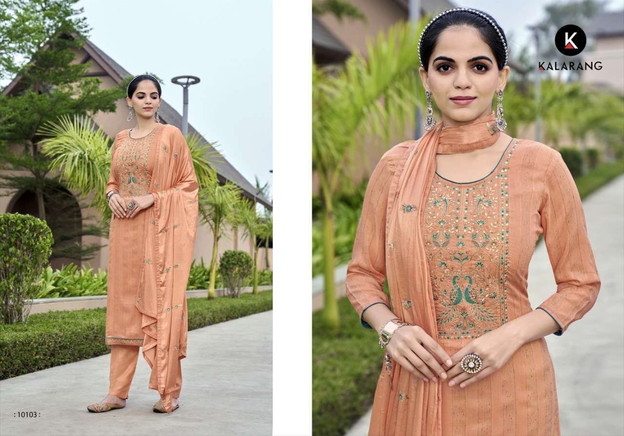 Sathiya By Kalarang 10101 To 10104 Series Beautiful Suits Colorful Stylish Fancy Casual Wear & Ethnic Wear Pure Silk Dresses At Wholesale Price