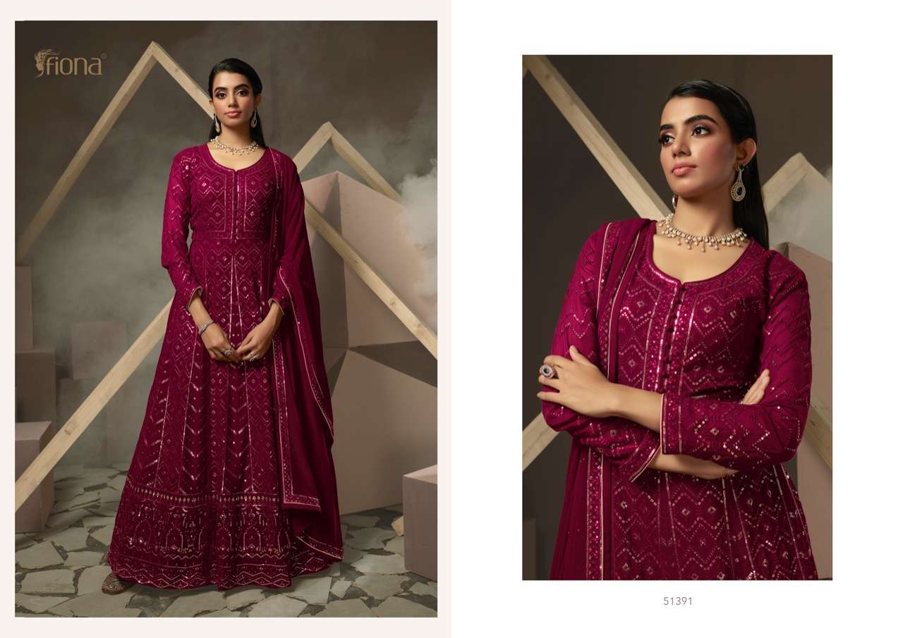 Shaheen By Fiona 51391 To 51394 Series Beautiful Stylish Fancy Colorful Casual Wear & Ethnic Wear Georgette Gowns With Dupatta At Wholesale Price