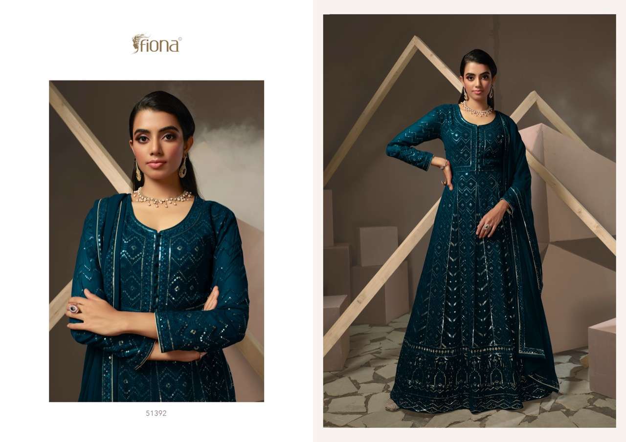 Shaheen By Fiona 51391 To 51394 Series Beautiful Stylish Fancy Colorful Casual Wear & Ethnic Wear Georgette Gowns With Dupatta At Wholesale Price