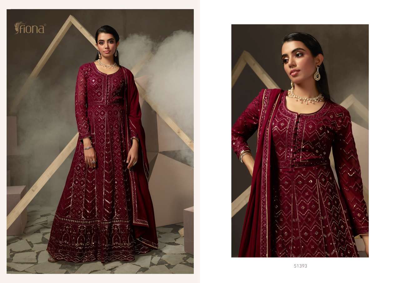 Shaheen By Fiona 51391 To 51394 Series Beautiful Stylish Fancy Colorful Casual Wear & Ethnic Wear Georgette Gowns With Dupatta At Wholesale Price