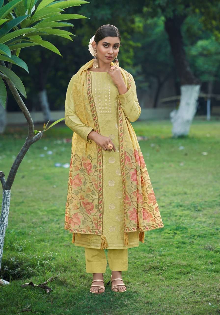 AQUA BY SHUROOQ 01 TO 04 SERIES DESIGNER SUITS BEAUTIFUL STYLISH FANCY COLORFUL PARTY WEAR & OCCASIONAL WEAR PURE DOLA SILK JACQUARD DRESSES AT WHOLESALE PRICE