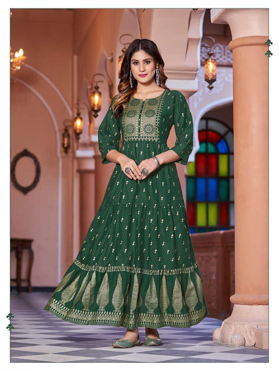 SUKUMARI BY BANWERY FASHION 1001 TO 1008 SERIES BEAUTIFUL STYLISH FANCY COLORFUL CASUAL WEAR & ETHNIC WEAR RAYON SLUB GOWNS WITH DUPATTA AT WHOLESALE PRICE