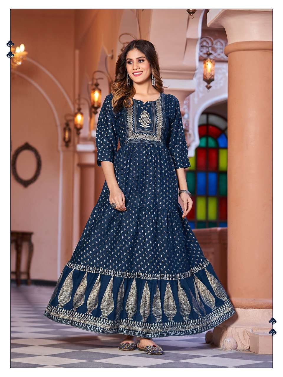 SUKUMARI BY BANWERY FASHION 1001 TO 1008 SERIES BEAUTIFUL STYLISH FANCY COLORFUL CASUAL WEAR & ETHNIC WEAR RAYON SLUB GOWNS WITH DUPATTA AT WHOLESALE PRICE