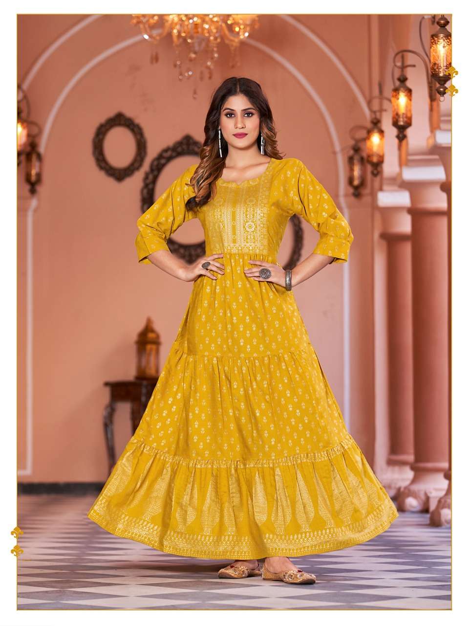 SUKUMARI BY BANWERY FASHION 1001 TO 1008 SERIES BEAUTIFUL STYLISH FANCY COLORFUL CASUAL WEAR & ETHNIC WEAR RAYON SLUB GOWNS WITH DUPATTA AT WHOLESALE PRICE