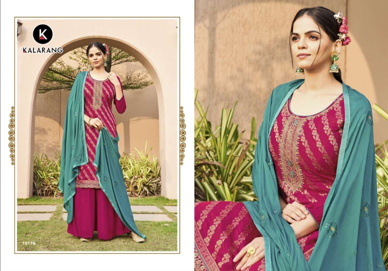 Divyanka By Kalarang 10171 To 10176 Series Indian Suits Beautiful Fancy Colorful Stylish Party Wear & Occasional Wear Pure Muslin Dola Jacquard Dresses At Wholesale Price