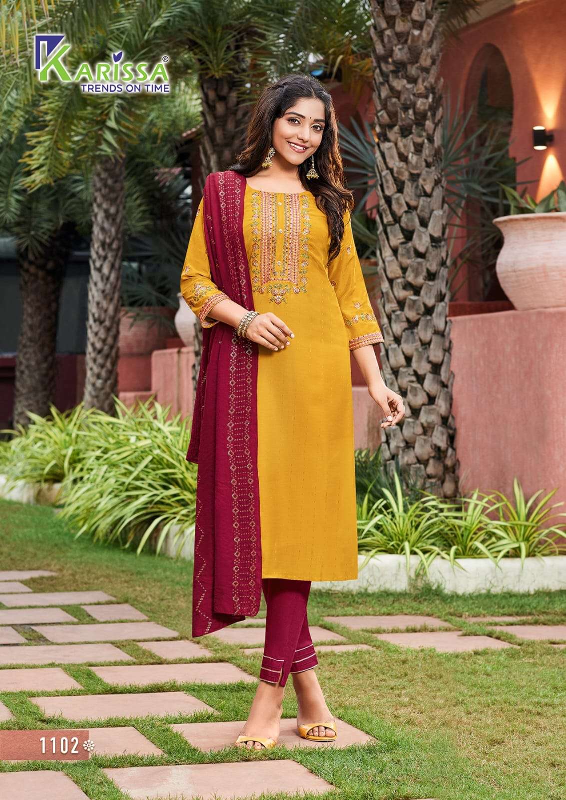 AKSHARA VOL-1 BY KARISSA 1101 TO 1106 SERIES INDIAN SUITS BEAUTIFUL FANCY COLORFUL STYLISH PARTY WEAR & OCCASIONAL WEAR VISCOSE CHINNON SILK DRESSES AT WHOLESALE PRICE