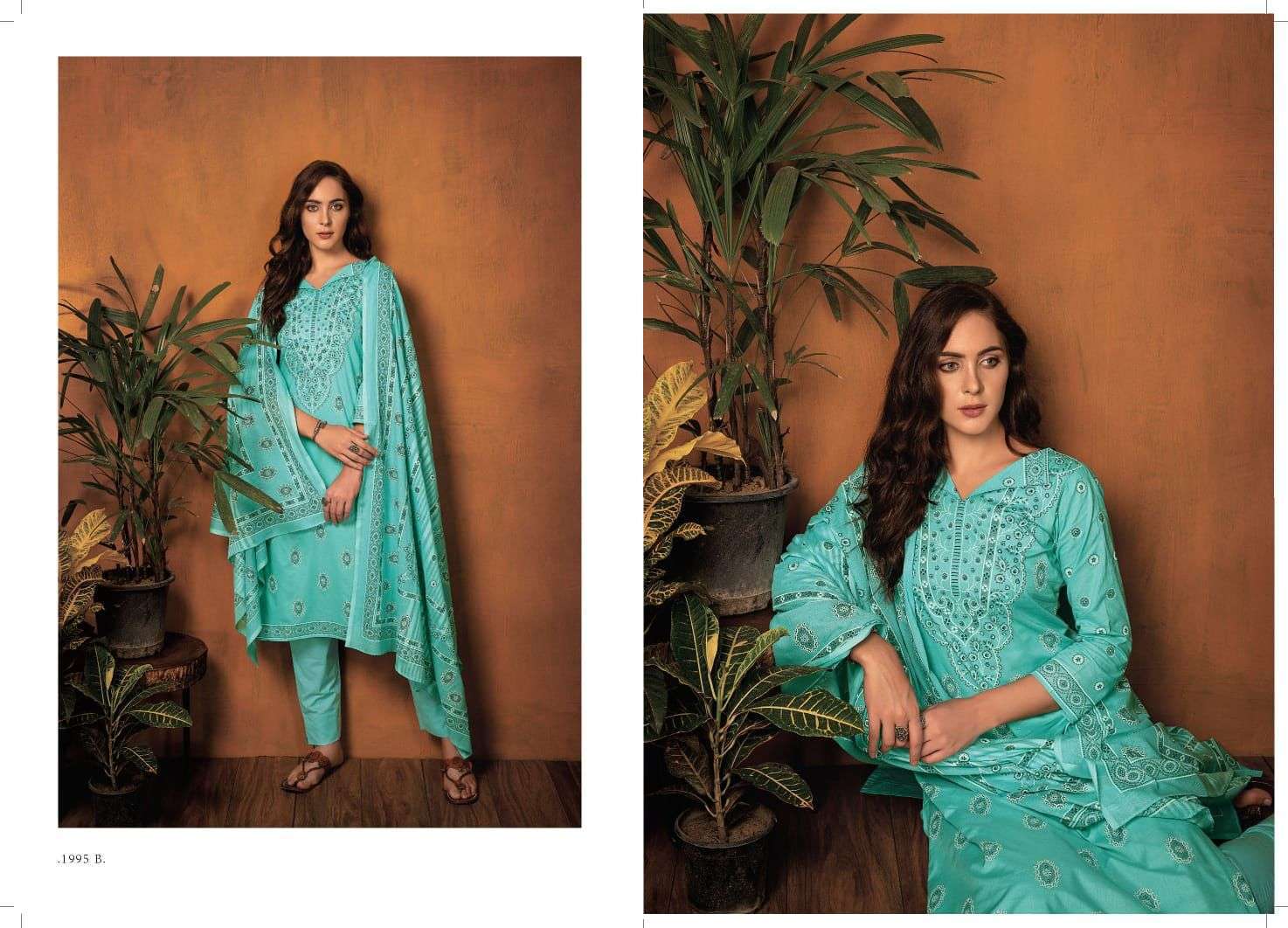NIYAMAT BY RIVAA 1994-A TO 1997-B SERIES INDIAN SUITS BEAUTIFUL FANCY COLORFUL STYLISH PARTY WEAR & OCCASIONAL WEAR PURE COTTON PRINT DRESSES AT WHOLESALE PRICE