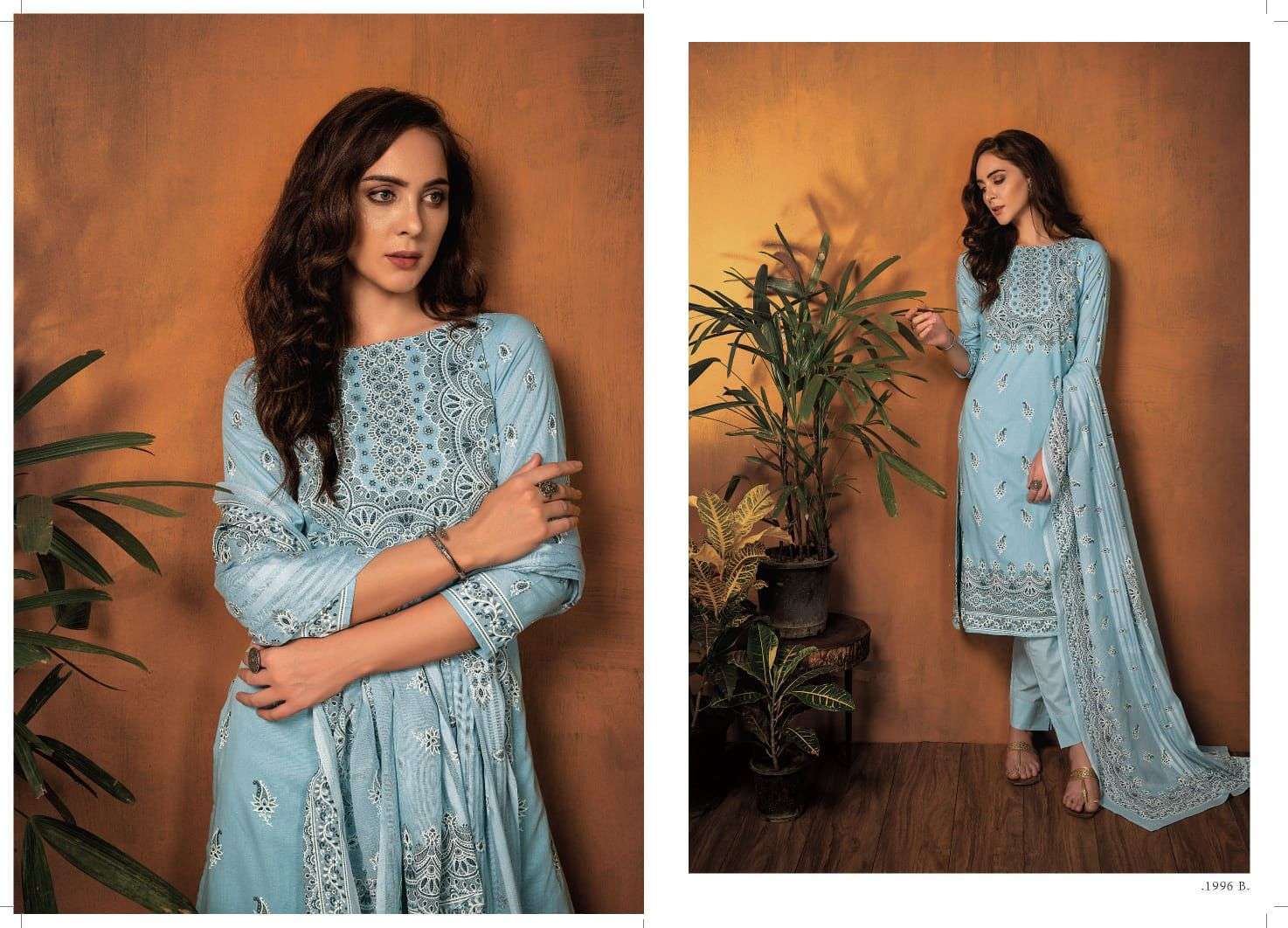NIYAMAT BY RIVAA 1994-A TO 1997-B SERIES INDIAN SUITS BEAUTIFUL FANCY COLORFUL STYLISH PARTY WEAR & OCCASIONAL WEAR PURE COTTON PRINT DRESSES AT WHOLESALE PRICE