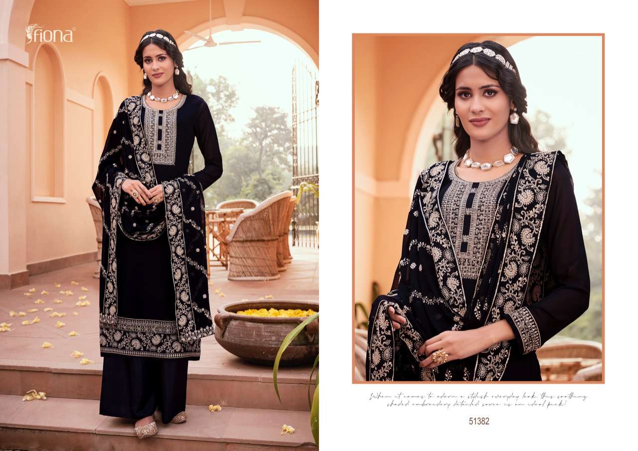 KANAK BY FIONA 51381 TO 51386 SERIES INDIAN SHARARA SUITS BEAUTIFUL FANCY COLORFUL STYLISH PARTY WEAR & OCCASIONAL WEAR GEORGETTE EMBROIDERED DRESSES AT WHOLESALE PRICE
