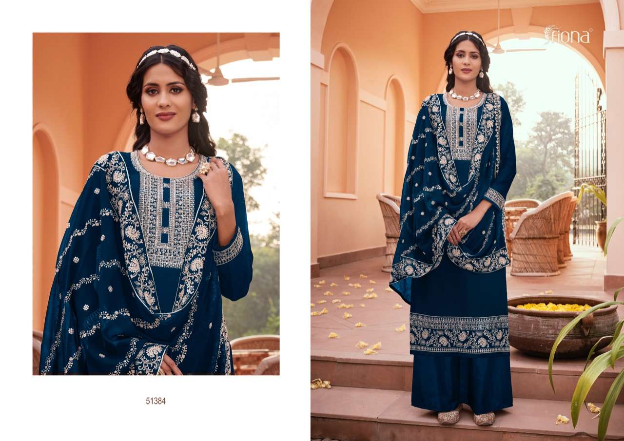 KANAK BY FIONA 51381 TO 51386 SERIES INDIAN SHARARA SUITS BEAUTIFUL FANCY COLORFUL STYLISH PARTY WEAR & OCCASIONAL WEAR GEORGETTE EMBROIDERED DRESSES AT WHOLESALE PRICE